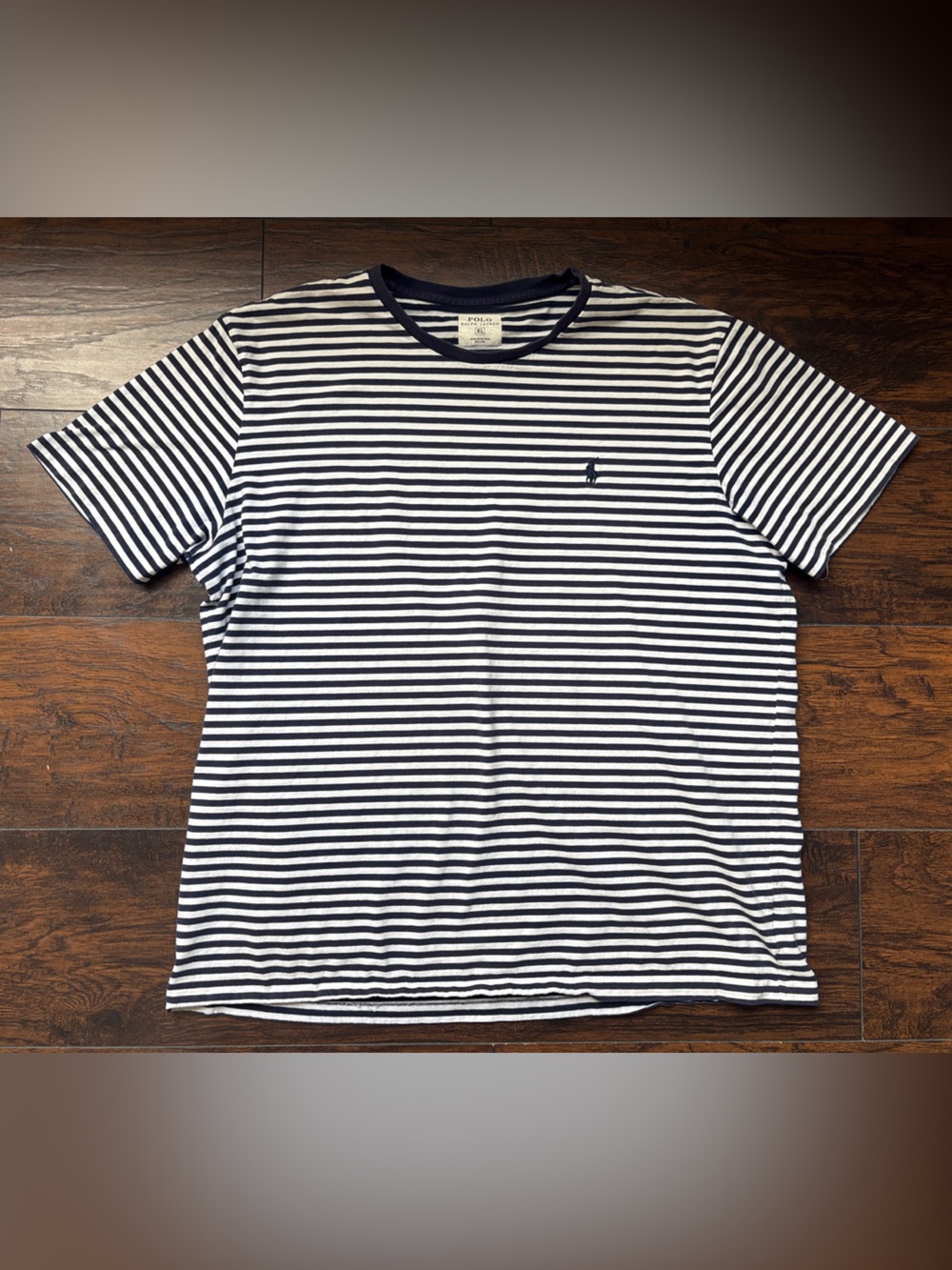 Polo by Ralph Lauren Navy and White Striped Short Sleeve Tee